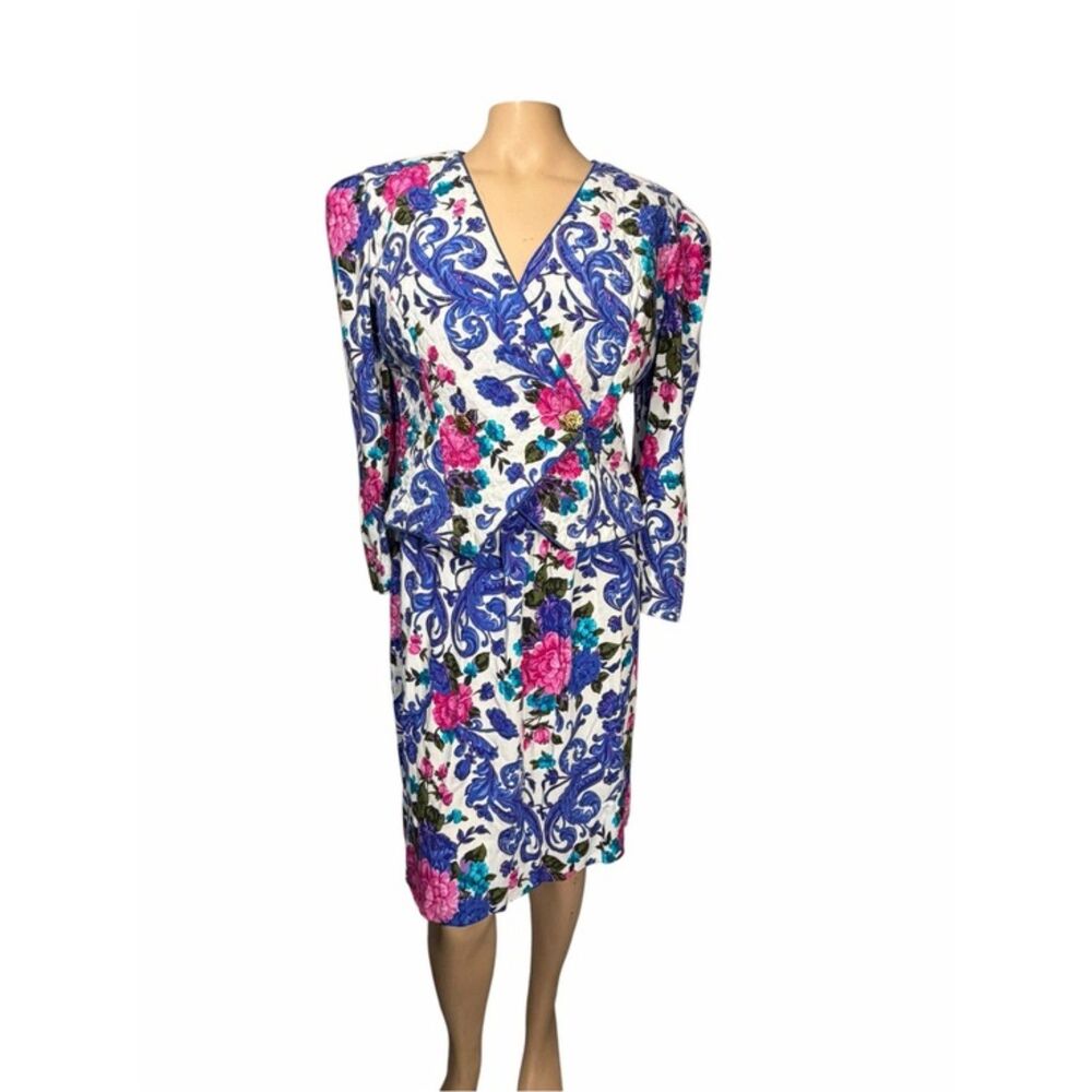 Act I New York Vintage Floral Blazer & Skirt Set Size 14 Made in USA